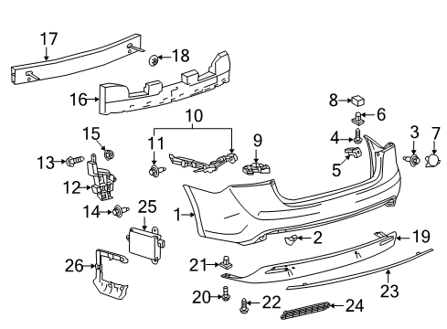 2017 Toyota Avalon Bumper & Components - Rear Diagram