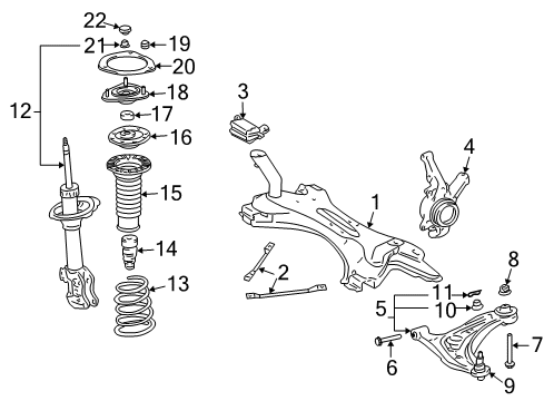 2004 Scion xB Engine Cradle Diagram for 51201-52013