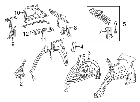 2024 Toyota RAV4 Prime Inner Structure - Quarter Panel Diagram 2 - Thumbnail