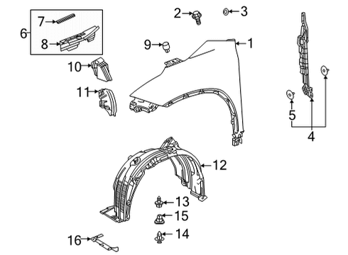 2025 Toyota Highlander Fender & Components Diagram