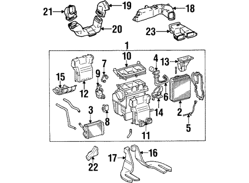 1996 Toyota Avalon A/C Evaporator & Heater Components Diagram