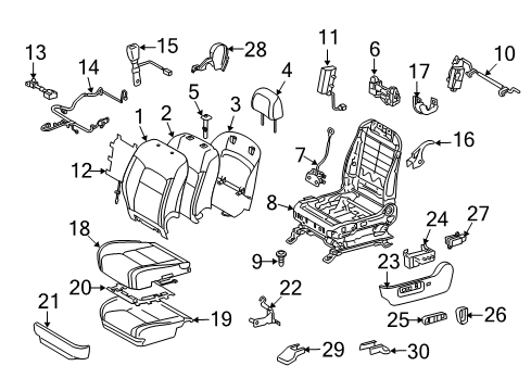 2021 Toyota Land Cruiser Driver Seat Components Diagram