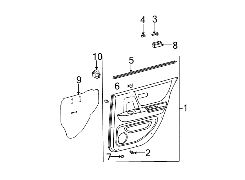 2004 Toyota Highlander Interior Trim - Rear Door Diagram