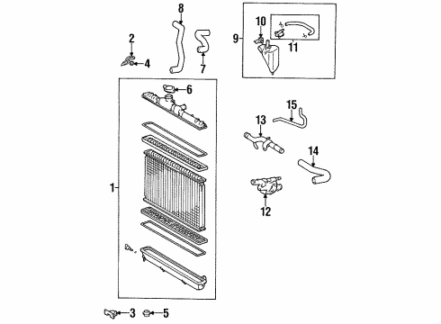 1995 Toyota Tercel Radiator Bracket Diagram for 53229-16040