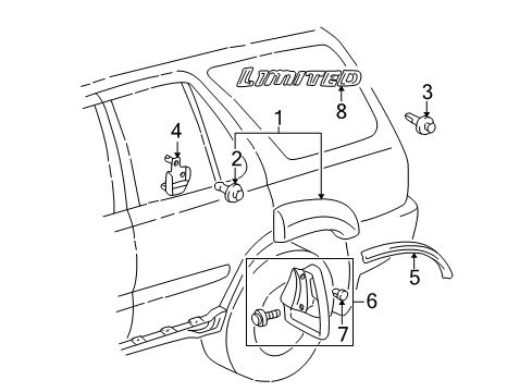 1999 Toyota 4Runner Exterior Trim - Quarter Panel Diagram