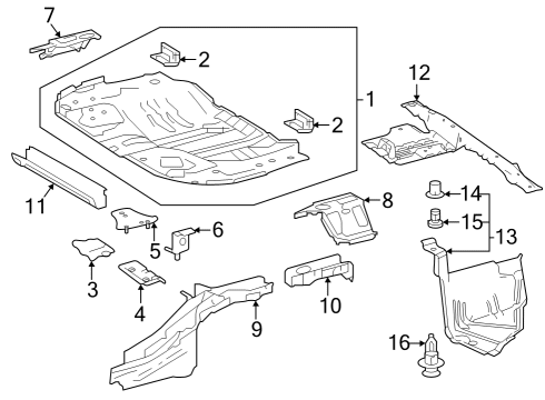 2025 Toyota GR Corolla Rear Floor & Rails Diagram