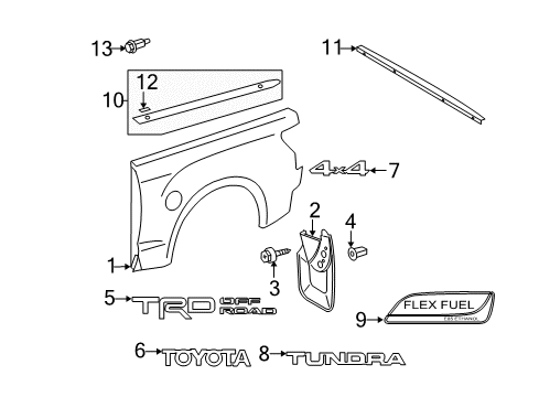 2010 Toyota Tundra Exterior Trim - Pick Up Box Diagram 3 - Thumbnail