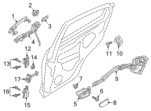 2018 Toyota Yaris iA Rear Door - Lock & Hardware Diagram