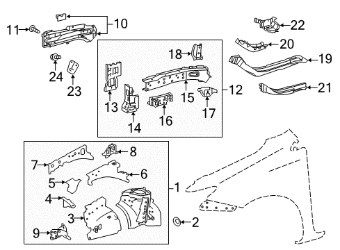 2018 Toyota Corolla iM Structural Components & Rails Diagram