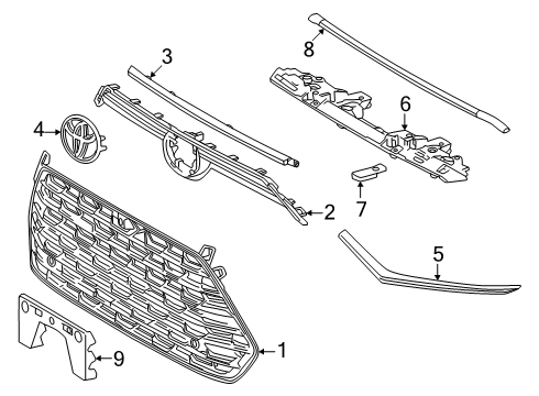 2025 Toyota Grand Highlander Grille & Components Diagram 2 - Thumbnail