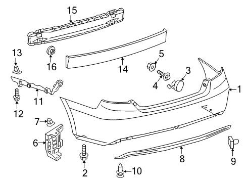 2015 Toyota Camry Bumper & Components - Rear Diagram 2 - Thumbnail