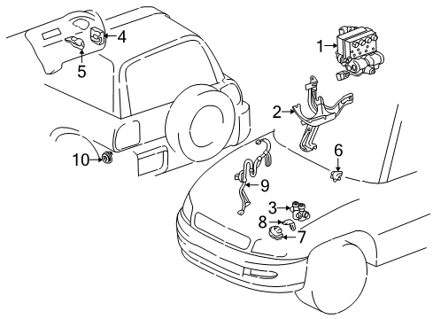 2000 Toyota RAV4 ABS Components Diagram