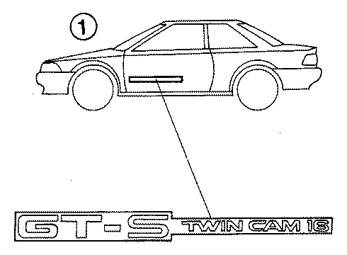 1990 Toyota Corolla Stripe Tape, Gray, Front Diagram for 75985-12520-03