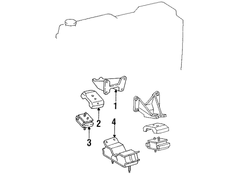 1995 Toyota Land Cruiser Engine & Trans Mounting Diagram