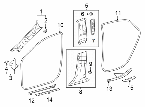 2025 Toyota Crown Interior Trim - Pillars Diagram