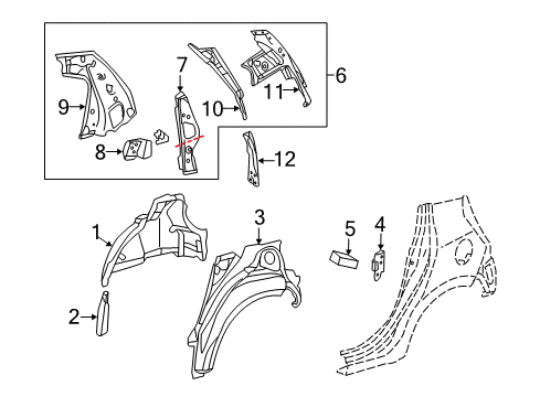 2012 Toyota Prius C Inner Structure - Quarter Panel Diagram