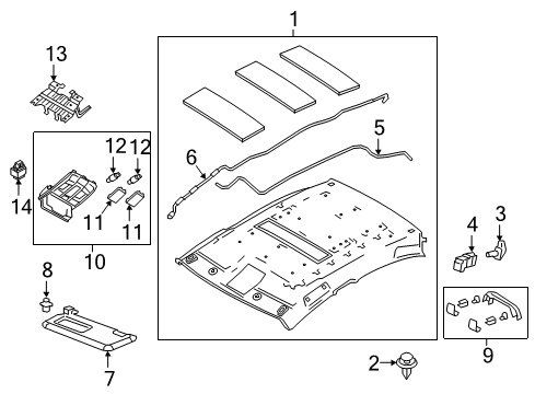 2018 Toyota Yaris iA Interior Trim - Roof Diagram