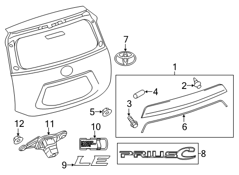 2014 Toyota Prius C Exterior Trim - Lift Gate Diagram