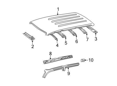 2001 Toyota Land Cruiser Roof & Components Diagram 2 - Thumbnail