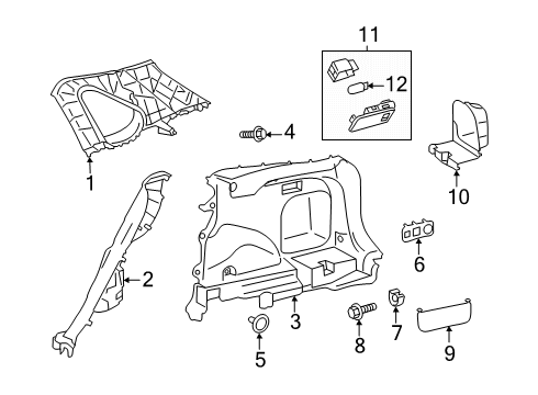 2024 Toyota RAV4 Prime Interior Trim - Quarter Panels Diagram