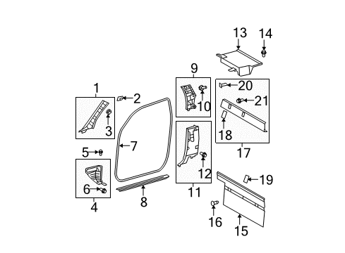 2008 Toyota Tundra Kick Panel, Black, Driver Side Diagram for 62112-0C030-C0