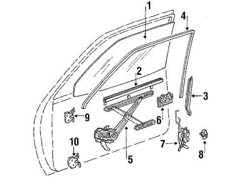 1989 Toyota Tercel Glass - Front Door Diagram