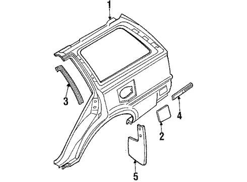 1989 Toyota Corolla Mud Guard, Dark Blue, Rear Passenger Side Diagram for 76625-19295-04