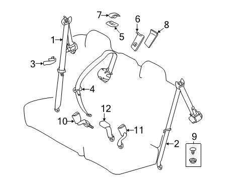 2019 Toyota Highlander Seat Belt - Body Diagram 3 - Thumbnail