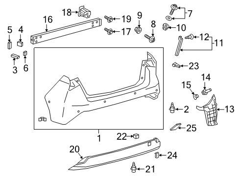 2020 Toyota Prius AWD-e Bumper & Components - Rear Diagram