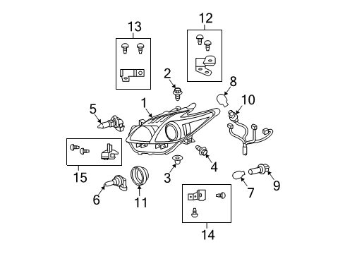 2012 Toyota Prius Plug-In Headlamp Components - Headlights Diagram 2 - Thumbnail