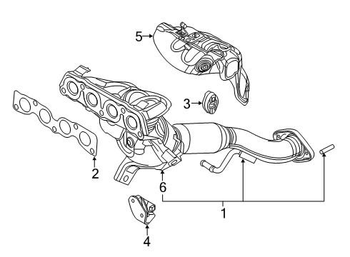 2020 Toyota Yaris Exhaust Manifold, Upper Diagram for 17167-WB002