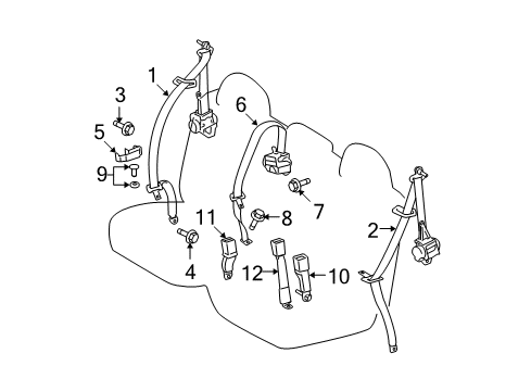2009 Toyota Highlander Seat Belt - Body Diagram 3 - Thumbnail