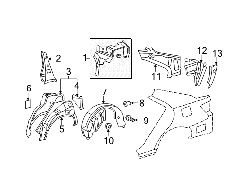 2008 Toyota Camry Inner Structure - Quarter Panel Diagram 3 - Thumbnail