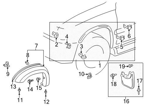 1999 Toyota 4Runner Exterior Trim - Fender Diagram