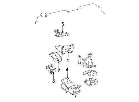 1993 Toyota Land Cruiser Engine & Trans Mounting Diagram