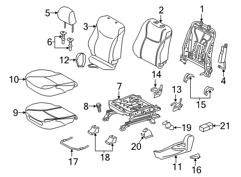 2017 Toyota Prius V Driver Seat Components Diagram 2 - Thumbnail