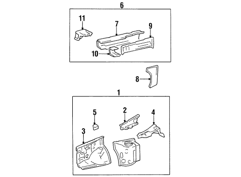 1997 Toyota Tercel Front Panel Plate Diagram for 53717-10040
