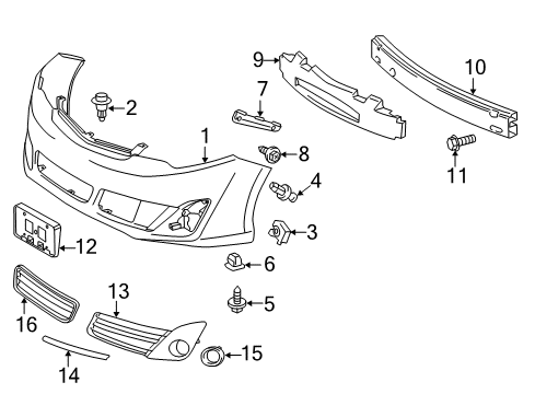 2012 Toyota Camry Bumper & Components - Front Diagram 3 - Thumbnail