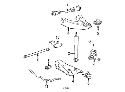 1989 Toyota Van Upper Control Arm, Driver Side Diagram for 48067-28050