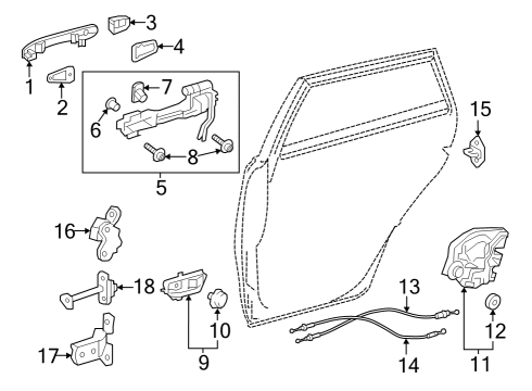 2024 Toyota GR Corolla Rear Door - Lock & Hardware Diagram