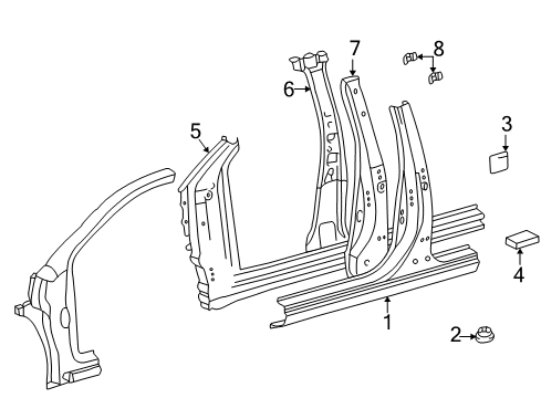 2002 Toyota Prius Center Pillar & Rocker Diagram