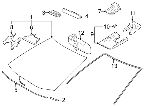 2024 Toyota GR Corolla Glass - Windshield Diagram