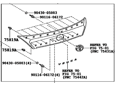 Toyota 76801-0T020-A0 Garnish Sub-Assy,  Back Door,  Outside
