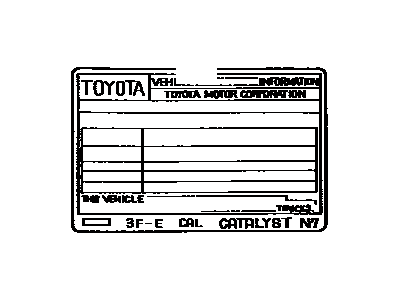 Toyota 11298-66050 Emission Label