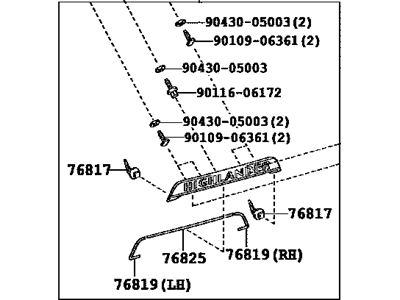 Toyota 76801-48909 Garnish Sub-Assy,  Luggage Compartment Door,  Outside