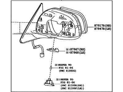 Toyota 87910-48350 Mirror Assy,  Outer Rear View,  RH
