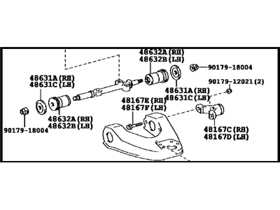 Toyota 48066-35110 Upper Control Arm, Passenger Side