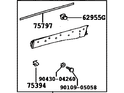 Toyota 75076-0E071-B2 Moulding Sub-Assy,  Rear Door,  Outside LH
