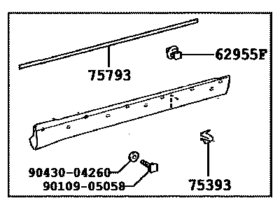 Toyota 75072-0E081-C0 Moulding Sub-Assy,  Front Door,  Outside LH