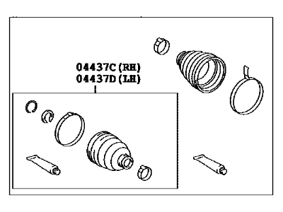 Toyota 04429-0E010 Boot Kit,  Rear Drive Shaft,  In & Outboard Joint,  RH